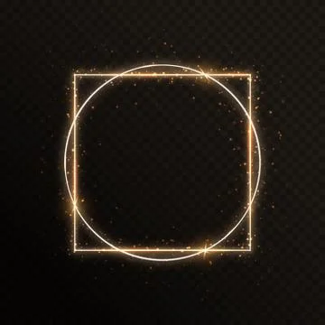 Gold frame with a circle and a square Illustrazione stock