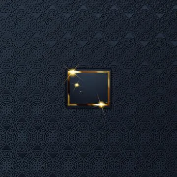 Gold frame, dark pattern background, luxury, invitation Stock Illustration