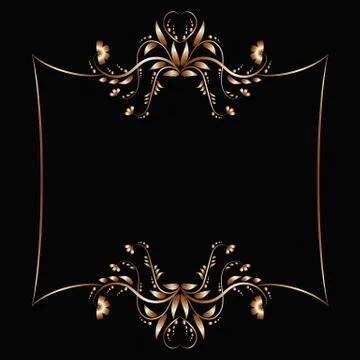 Gold frame with a flower pattern Stock Illustration