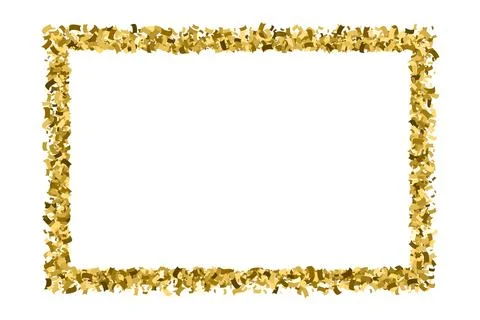 Gold frame glitter texture isolated on white. 스톡 일러스트