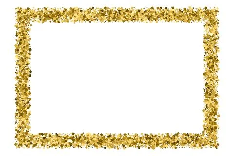 Gold frame glitter texture isolated on white. 스톡 일러스트