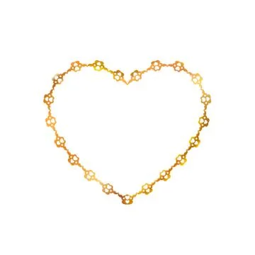 Gold frame heart shaped patterned of small hearts. Golden jewelry isolated Stock Illustration
