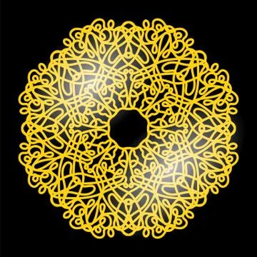 Gold Frame Isolated on White Background. Yellow Metallic Circle. Retro Luxury Stock Illustration