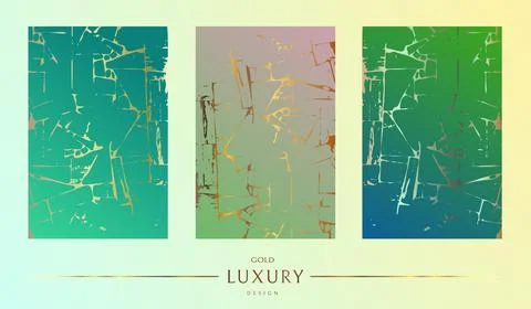 Gold frame. Kintsugi on a gradient background. Gold texture. Broken stone eff Stock Illustration