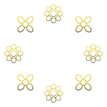 Gold frame with leaf and flowers. on white background Stock Illustration