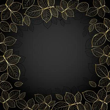 Gold frame with leaves Stock Illustration
