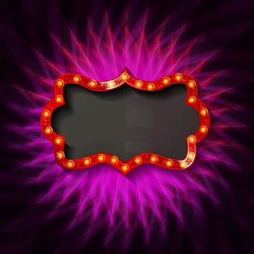 Gold frame with light bulbs Stock Illustration