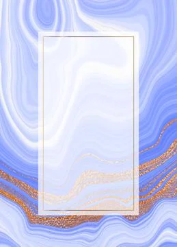 Gold frame. Marble blue background with gold and place for text. The lines are Stock Illustration