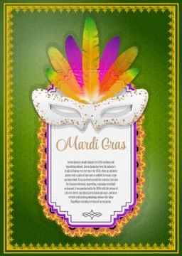 Gold frame Mardi Gras background EPS 10 vector stock illustration Illustrazione stock