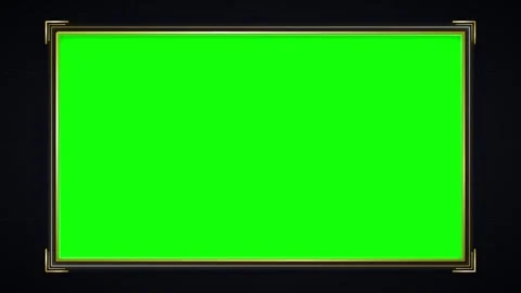 Gold frame overlay with green screen center for cinematic production and ti.. Video stock 337565096