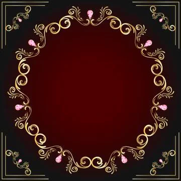 Gold frame of a precious stone vector 스톡 일러스트