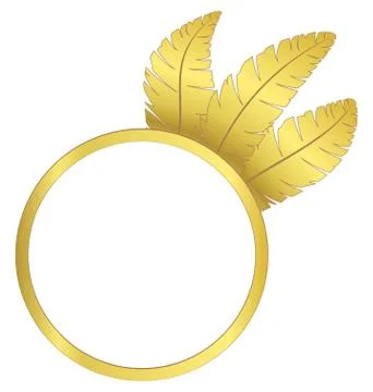 Gold frame ring with feathers Stock Illustration