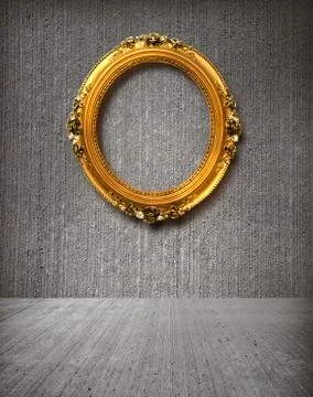 Gold frame in room Stock Photos