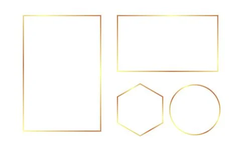 Gold frame set. Luxury border on white background. Wedding rectangle template Stock Illustration