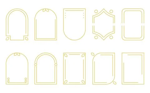 Gold frame set minimalistic linear style Ilustración de archivo