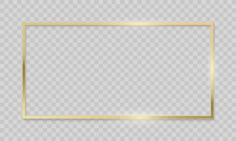 Gold frame on transparent background. Vector realistic isolated golden shiny  Illustrazione stock