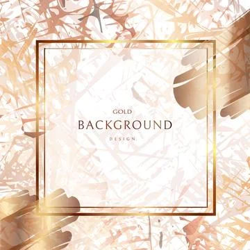 Gold frame. Vector. With geometric lines and gold brush strokes. Watercolor w Stock Illustration