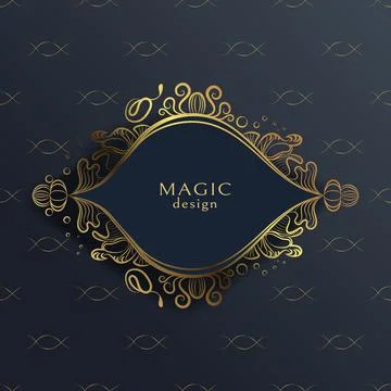 Gold frame. Vector illustration in magic vintage style. A magic oval with a b Stock Illustration