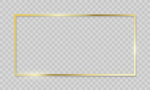 Gold frame vector realistic golden border on transparent background. Wedding  Illustrazione stock