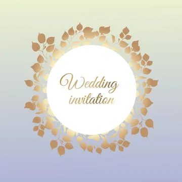 Gold frame. Vector round frame with golden branches in vintage style. Gradien Stock Illustration