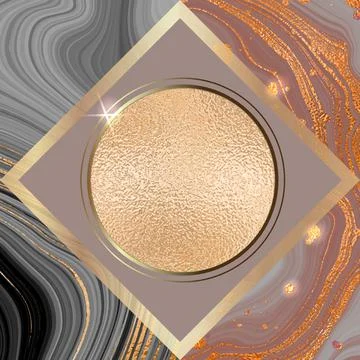 Gold frame. Vector round frame. Rhombus. Marble black background with gold Stock Illustration