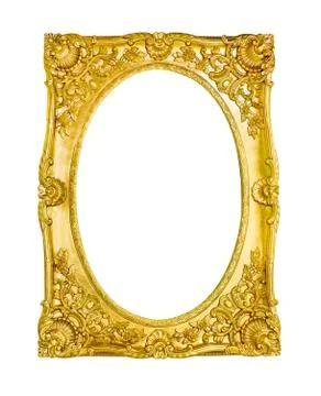 Gold frame on the white background Stock Photos