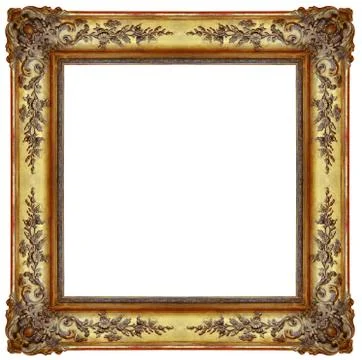 Gold frame on the white background Stock Photos