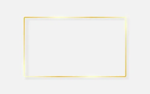 Gold frame on white background. Shiny golden border with light effects. Luxury Stock Illustration