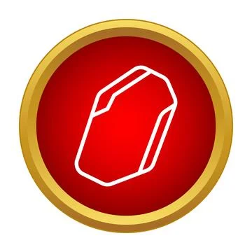 Gold framed red circle showing precious gem icon Illustrazione stock