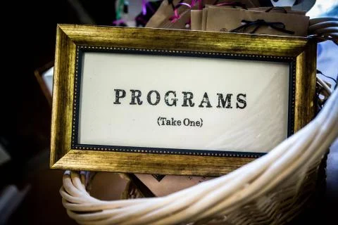 Gold framed retro Program sign Stock Photos