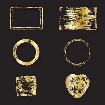 Gold Frames Calligraphy on black Background. Handmade frames. Stock Illustration