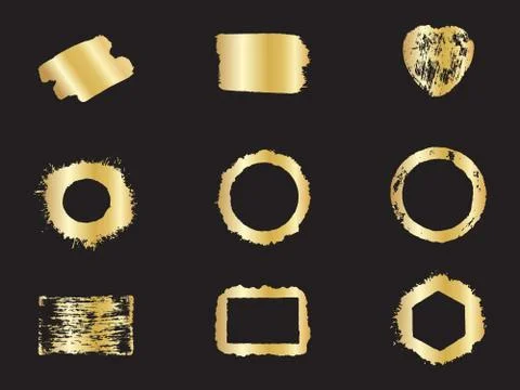 Gold Frames Calligraphy on black Background. Handmade frames. Stock Illustration