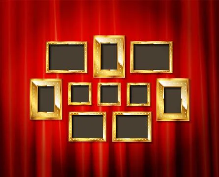 Gold frames with red drapes Stock Illustration