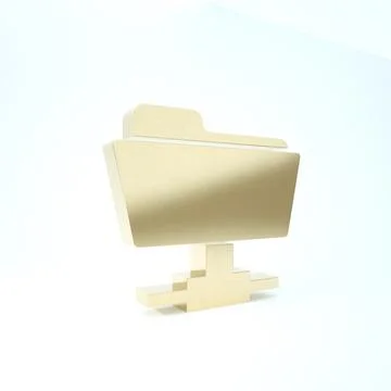 Gold FTP folder icon isolated on white background. Software update, transfer  Stock Illustration