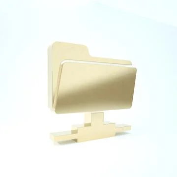 Gold FTP folder icon isolated on white background. Software update, transfer  Stock Illustration
