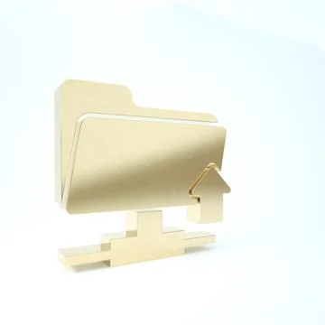 Gold FTP folder upload icon isolated on white background. Software update, tr Stock Illustration