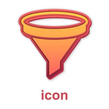 Gold Funnel or filter icon isolated on white background.  Vector Stock Illustration