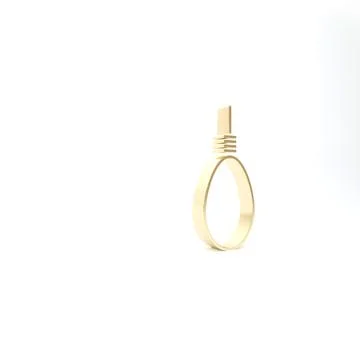 Gold Gallows rope loop hanging icon isolated on white background. Rope tied i Stock Illustration