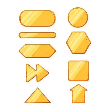 Gold game button set cartoon vector illustration Stock Illustration