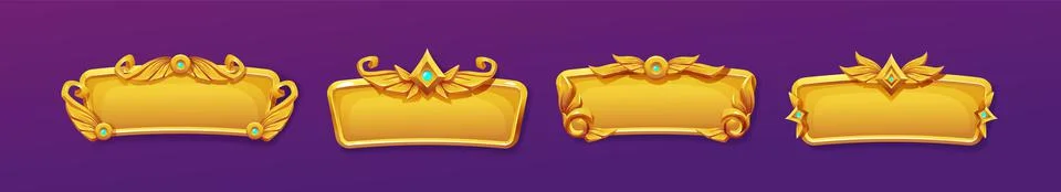 Gold game ui frames, medieval menu elements, bars Stock Illustration