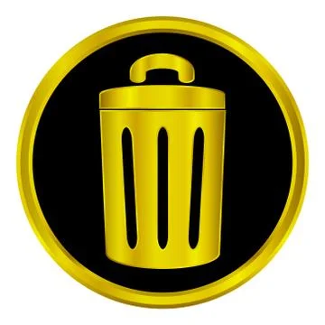 Gold garbage sign button Illustrazione stock