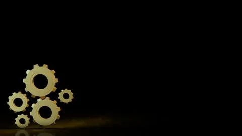 The Gold gear in Black Background  for technology or Abstract  concept 3d r.. Stock Illustration