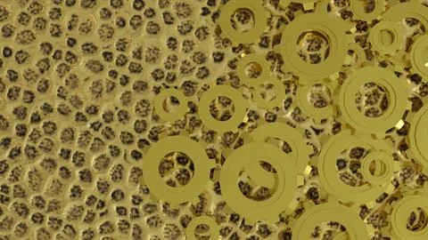 The Gold Gear for engine or Background concept 3d rendering. Illustrazione stock