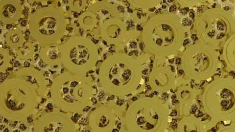 The Gold Gear for engine or Background concept 3d rendering. Illustrazione stock