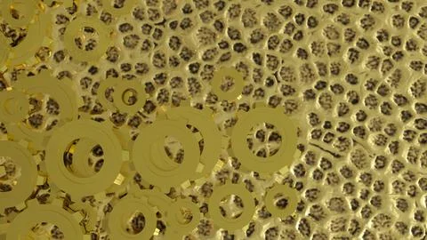 The Gold Gear for engine or Background concept 3d rendering. Illustrazione stock