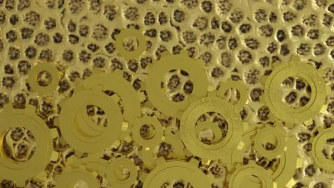 The Gold Gear for engine or Background concept 3d rendering. Illustrazione stock