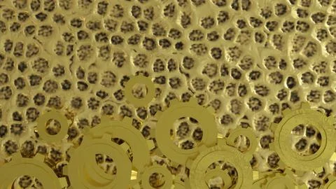 The Gold Gear for engine or Background concept 3d rendering. Illustrazione stock