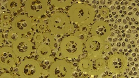 The Gold Gear for engine or Background concept 3d rendering. Illustrazione stock