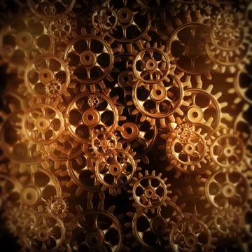 Gold gears and cogs macro Stockillustratie