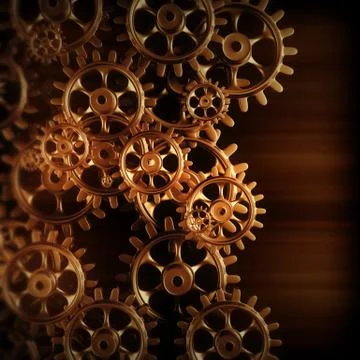 Gold gears and cogs macro Stockillustratie